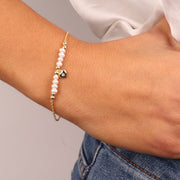 Bracciale in Argento 925 con perle e cuore pendente con dettaglio centrale in zircone bianco