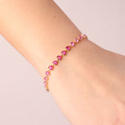 Bracciale in Argento 925 con cuori e zirconi in sfumature di rosa