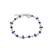 925 Silver bracelet with blue and white zircons