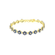 925 Silver bracelet with blue and white flower-shaped zircons