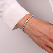 Bracciale in Argento 925 con zirconi blu e bianchi a forma di fiore