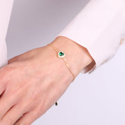 Bracciale in Argento 925 con cuore verde