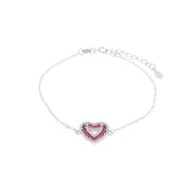 925 Silver bracelet with red heart