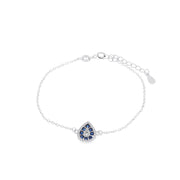 925 Silver bracelet with blue drop-shaped zircon