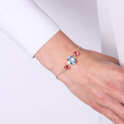 Bracciale in Argento 925 con cristalli azzurri e rosa