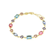 925 Silver bracelet with colored crystals