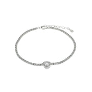 925 Silver bracelet with heart embellished with zircons