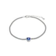 Bracciale in Argento 925 con cuore blu impreziosito da zirconi