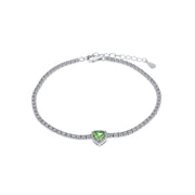 Bracciale in Argento 925 con cuore verde impreziosito da zirconi