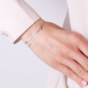 Bracciale in Argento 925 con doppia catena con cuore trasparente