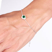 Bracciale in Argento 925 con cuore verde