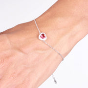 Bracciale in Argento 925 con cuore rosso