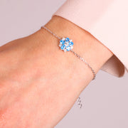 Bracciale in Argento 925 con fiore zirconato celeste