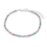 Bracciale in Argento 925 tennis impreziosito da zirconi multicolor