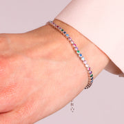 Bracciale in Argento 925 tennis impreziosito da zirconi multicolor