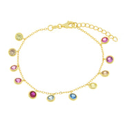 Bracciale in Argento 925 con zirconi multicolor pendenti