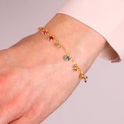 Bracciale in Argento 925 con zirconi multicolor pendenti