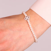 Bracciale in Argento 925 con perle di acqua dolce e quadrifoglio