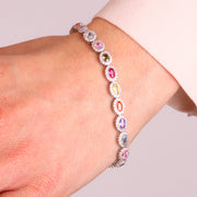 Bracciale in Argento 925 con zirconi multicolor