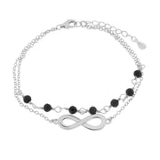 Bracciale in Argento 925 con simbolo infinito e zirconi neri