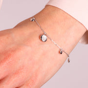 Bracciale in Argento 925  con cuoricini  bianchi pendenti