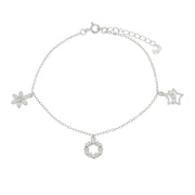 Bracciale in Argento 925 con pendenti a forma di cuori farfalla e stella