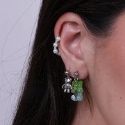 Orecchini in Acciaio con orsi e earcuff con perle