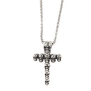 Steel necklace with cross-shaped detail embellished with skulls