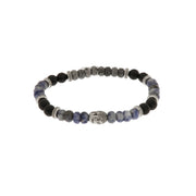 Steel bracelet with black and gray spheres