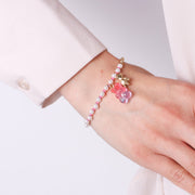 Bracciale in Acciaio con orsetti e pietre rosa