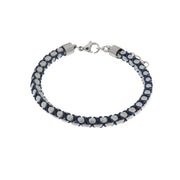 Steel bracelet with chains and black cord