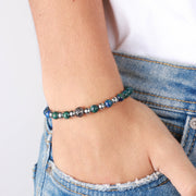 Bracciale in Acciaio con pietre nere e blu