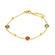 Bracciale in Acciaio con cristalli viola, rosso e turchese