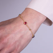 Bracciale in Acciaio con cristalli viola, rosso e turchese