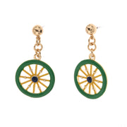 Metal earrings with Sicilian cart wheels and colored enamels