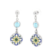 Metal earrings with majolica pendant