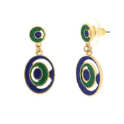 Metal earrings with colored enamels