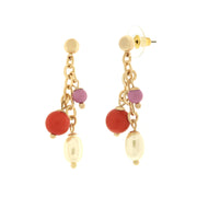 Metal earrings with colored stones