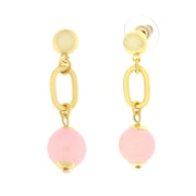 Metal earrings with pink stones