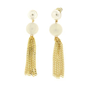 Metal earrings with pearls and rhinestones