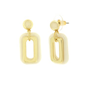 White rectangular shaped metal earrings