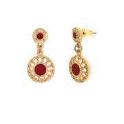 Red antique style metal earrings