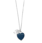 Collana in Metallo con cuore pendente in smalto blu