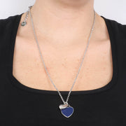 Collana in Metallo con cuore pendente in smalto blu