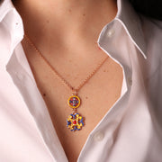 Collana in Metallo con maioliche di Caltagirone impreziosite da smalti colorati