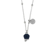 Collana in Metallo con campanella portafortuna pendente blu, impreziosita da punto luce