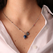 Collana in Metallo con campanella portafortuna pendente blu, impreziosita da punto luce