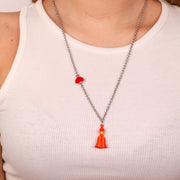 Collana in Metallo con pendente san gennaro rosso e cuore rosso