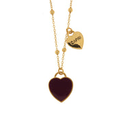 Metal necklace with pendant heart in purple enamel