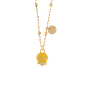 Metal necklace with yellow pendant bell